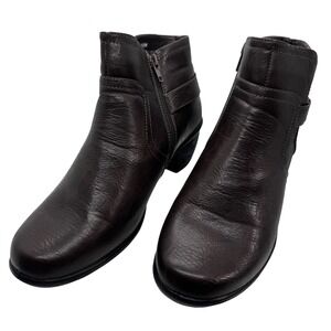 Easy Street Comfort Wave Brown Ankle Boots Wide Width 12W Womens